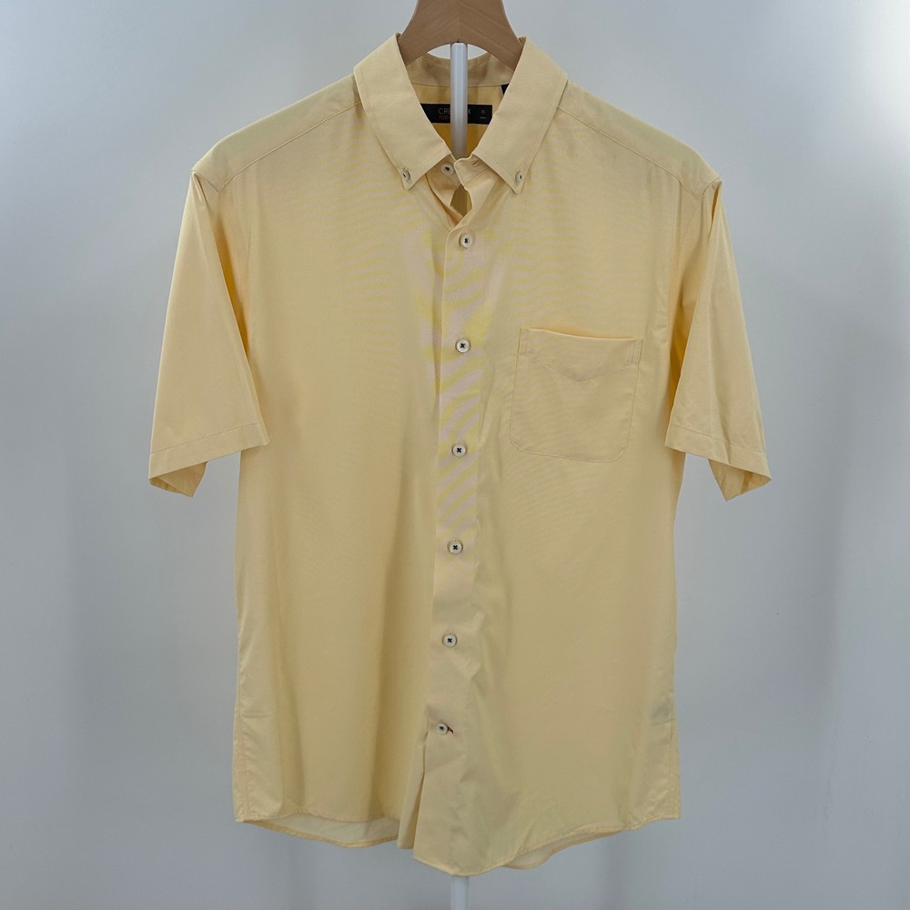 Cremieux Performance Button Down Shirt Mens M Yellow Short Sleeve‎ Golf Casual